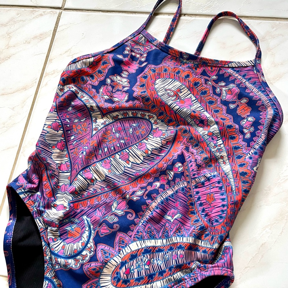 JOLYN Swimsuit RHYS Paisley HEART Pink/Blue Bathing Suit RARE RETIRED Mandala 30
